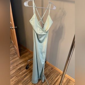 Lulus elegance sage green satin maxi dress! Size large